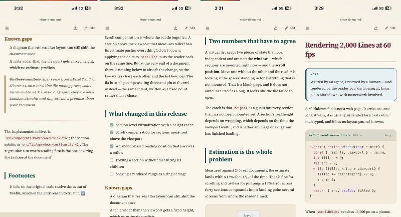  #应用限免 软件名称：Moye - Markdown Reader 支持平台：iOS 16.0+ 软件价格：免费 软件简介：本地 Markdown 阅读器，可打开 AI 工具或笔记应用生成的 .md 文件，支持表格、代码高亮、数学公式和 Mermaid 图表，也能编辑并保存回原文件