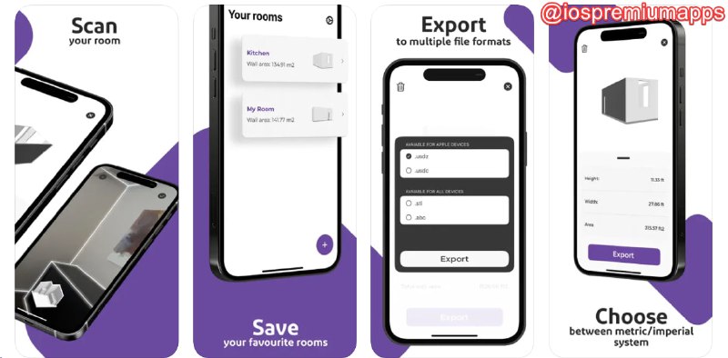  #应用限免 软件名称：3D Room Scanner Measuring Tool 支持平台：#iOS 软件价格：内购限免 软件功能：3D建模 软件简介：一款利用LiDAR传感器创建准确的高分辨率模型的应用，让用户能够扫描、测量、保存和导出房间的3D图像