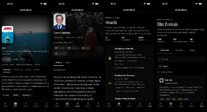  #应用限免 软件名称：Cinemateca: Film Archive 支持平台：#iOS 17.0+ 软件价格：免费 软件简介：电影资料查询工具，支持浏览影片、电影人、精选片单、奖项、影展及原声配乐，还能查询纽约放映信息