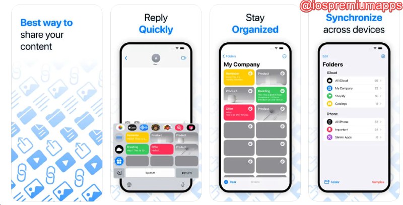  #应用限免 软件名称：Pasteboard Copy Paste Keyboard 支持平台：#iOS 软件价格：内购限免 软件功能：剪贴板保存 软件简介：一款自定义键盘应用，可帮助用户快速粘贴文本和媒体文件，并且提供了整理内容到文件夹、本地和iCloud存储等功能，支持在多台设备间同步，适用于需要进行重复话术回复的用户 软件下载：点击下载 频道    群聊    投稿    合作