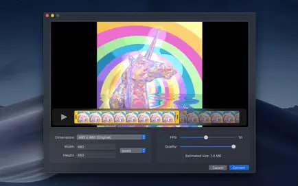   软件名称：Gifski  软件功能：视频生成Gif  支持平台：#macOS  软件简介：一款将视频转换为高质量的GIF动画的软件
