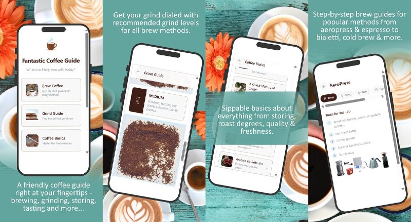  #应用限免 软件名称：Fantastic Coffee Guide 支持平台：#iOS 15.0+ 软件价格：免费 软件简介：一款咖啡入门指南应用，从选豆、储存、研磨到冲煮分步教学，内置冲煮配方、研磨度参考、批量冲煮计算器与 ROI 计算器