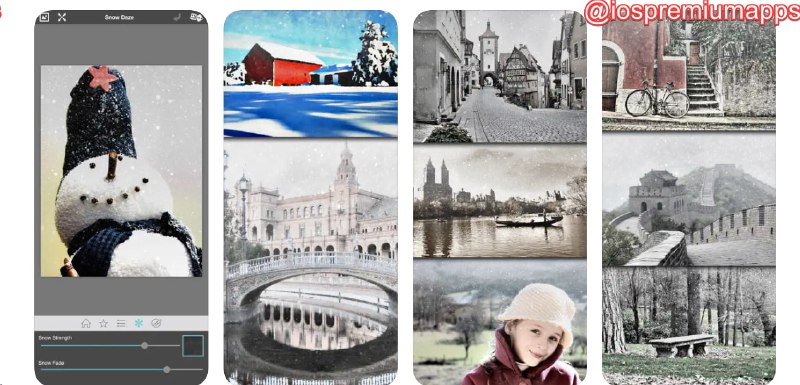  #应用限免  软件名称：Snow Daze 支持平台：#iOS 软件价格：¥18.00 -> ¥0.00 软件功能：下雪滤镜 软件简介：一款用于制作圣诞节氛围感卡片的软件，它允许用户在照片中添加雪花效果，营造怀旧和节日氛围