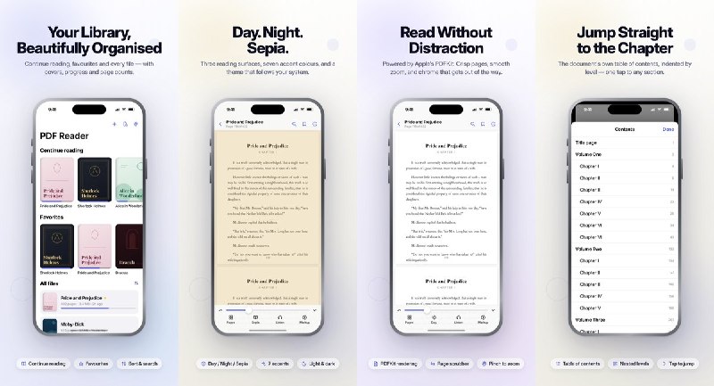  #应用限免 软件名称：PDF Ultra: PDF Reader & Voice 支持平台：#iOS 17.0+ 软件价格：免费 软件简介：离线 PDF 阅读与朗读工具，支持后台播放、逐句高亮、语速调整和断点续读，也可全文搜索、添加书签与手写批注；提供夜间和棕褐色阅读模式，文件保存在本地，无需账号、无广告