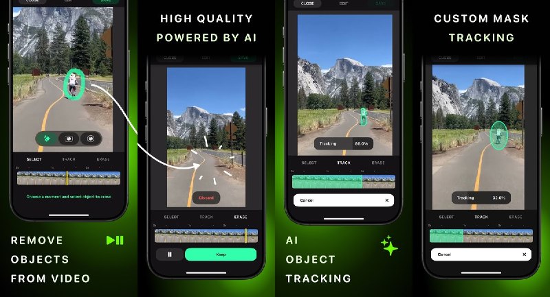  #应用限免 软件名称：AI Video Eraser 支持平台：iOS 18.0+ 软件价格：免费 软件简介：视频物体擦除工具，圈选人物、杂物或文字后，可自动追踪并移除目标、填补背景，也支持矩形和椭圆蒙版追踪