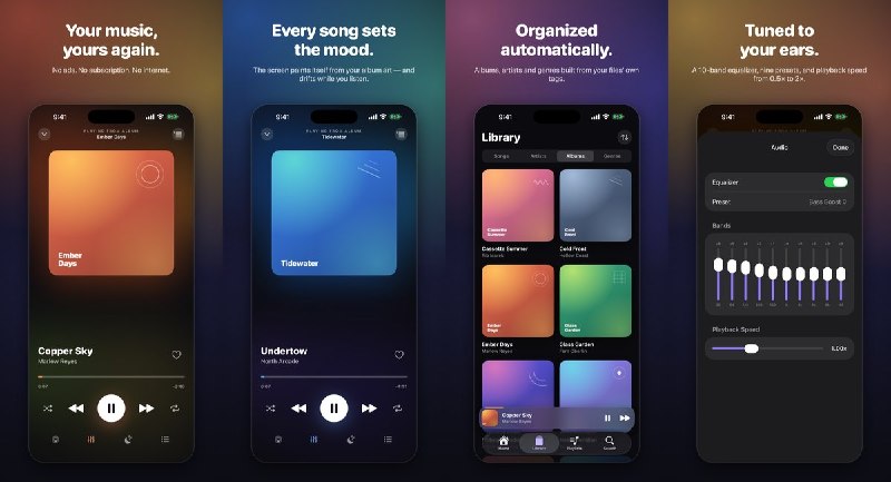  #应用限免 软件名称：Resona — Offline Music Player-Your music, yours again. 支持平台：iOS 17.0+ 软件价格：免费 软件简介：一款纯粹的本地离线音乐播放器，支持 MP3/FLAC/ALAC/AAC/WAV，带 10 段均衡器、播放变速和睡眠定时器，无广告无订阅无网络连接