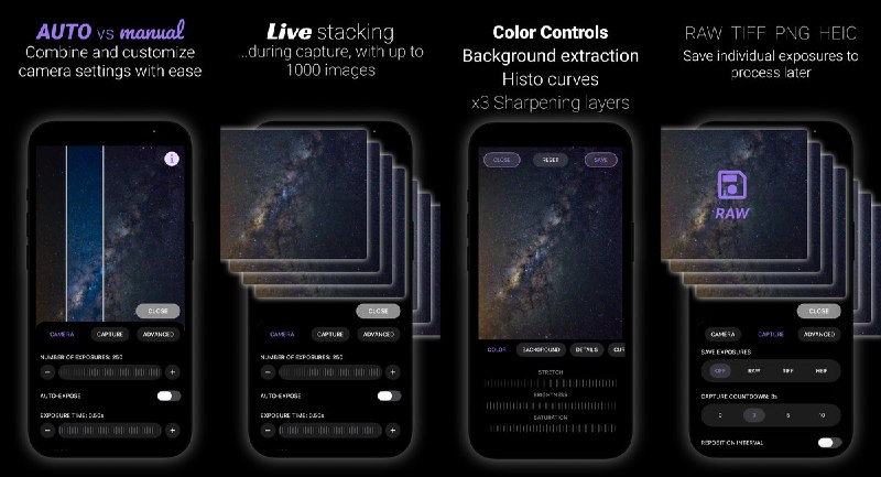  #应用限免 软件名称：AstroShader-天文摄影与星空堆栈 支持平台：iOS 18.0+ 软件价格：免费 软件简介：一款天文摄影应用，支持拍摄、实时对齐堆栈和后期编辑星空照片