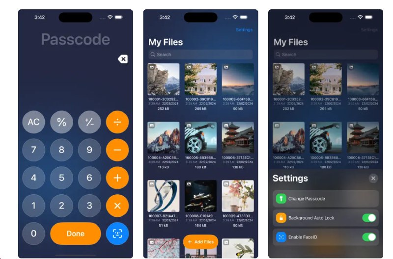  #应用限免 软件名称：Hidden Calculator 支持平台：#iOS 17.0+ 软件价格：内购限免 软件功能：文件隐藏 软件简介：一款隐私保护应用，外表看似普通的计算器