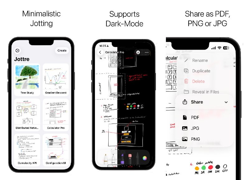  #应用限免 软件名称：Jottre 支持平台：#iOS 15.0+ 软件价格：免费 软件简介：一款简洁的手写笔记与草图工具，可在 iPhone、iPad 和 Mac 间通过 iCloud 同步，并支持导出 PDF、JPG 或 PNG，适合随手记录和手绘构思