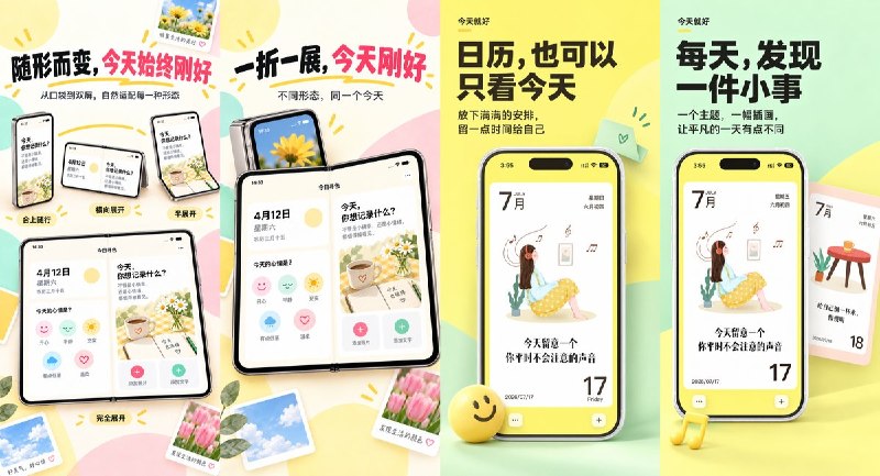  #应用分享 软件名称：今天就好 支持平台：#iOS 17.6+ 软件价格：免费 软件简介：以当天日期和每日主题为中心的生活记录应用，可用心情、文字、照片与涂画留下当天的片段；「今日寻色」通过转盘抽取颜色，引导你拍下生活中的同色风景，并将最多 9 张照片拼成色卡