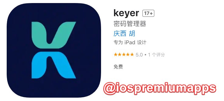  #优质应用 软件名称：keyer 支持平台：#iOS 软件大小：28.8M 软件价格：免费 内购价格：免费 软件功能：密码管理器 软件简介：小圈子内使用的密码管理器，这绝对是你见过最漂亮的密码管理器，app不会获取任何网络权限，所有数据均加密存储在您手机上,无需担心密码泄露