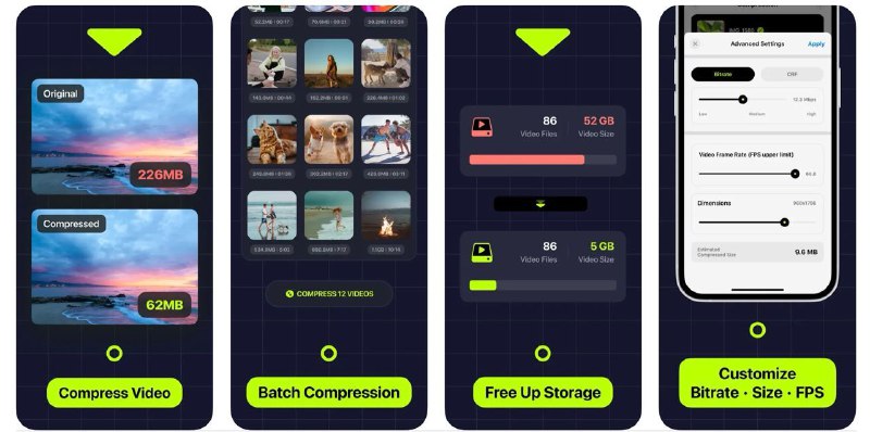  #应用限免 软件名称：Video Compressor 支持平台：#iOS 软件价格：¥15.00 -> ¥0.00 软件功能：视频压缩 软件简介：一款视频压缩应用，允许用户在设备上压缩视频以节省存储空间，而不会影响内容的质量