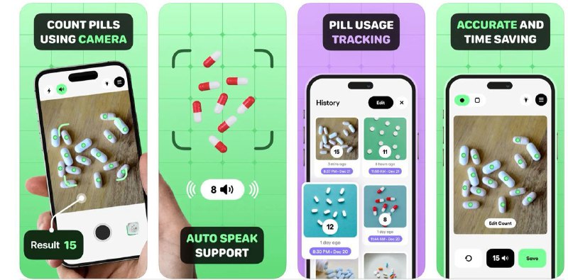  #应用限免  软件名称：Pill Counter  支持平台：#iOS  软件价格：¥38.00 -> ¥0.00  软件简介：一款药片计数应用，让您可以使用摄像头来快速、准确地计算药片数量