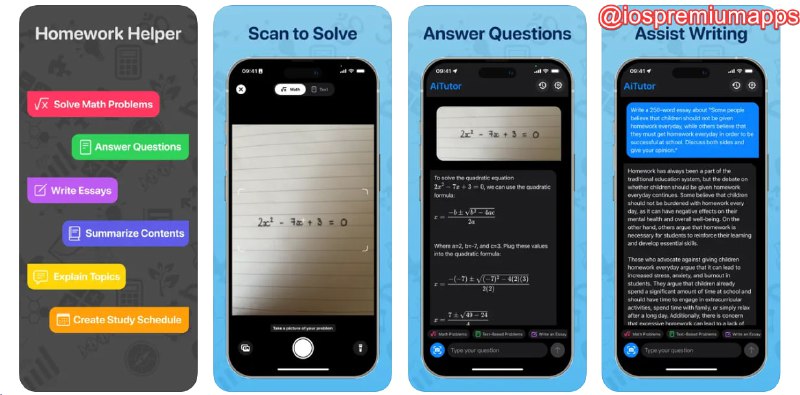  #应用限免 软件名称：AI Homework Helper: AiTutor 支持平台：#iOS 软件价格：¥28.00 -> ¥0.00 软件功能：AI作业助手 软件简介：一款基于人工智能的作业助手应用，适用于各个年龄段和教育水平的学生