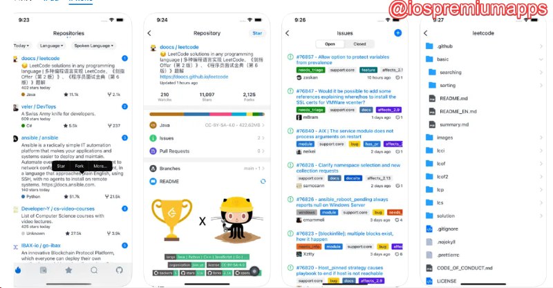  #优质应用 软件名称：PPHub For GitHub 支持平台：#iOS 软件价格：￥12 软件功能：第三方GitHub移动客户端 软件简介：一个Github手机端应用，支持在手机上浏览GitHub上每日/周/月各种语言的开源趋势排行榜；查看源代码；快速Star、Watch、Fork开源库、Follow开发者等网页端常见功能 软件下载：点击下载 频道    群聊    投稿    合作